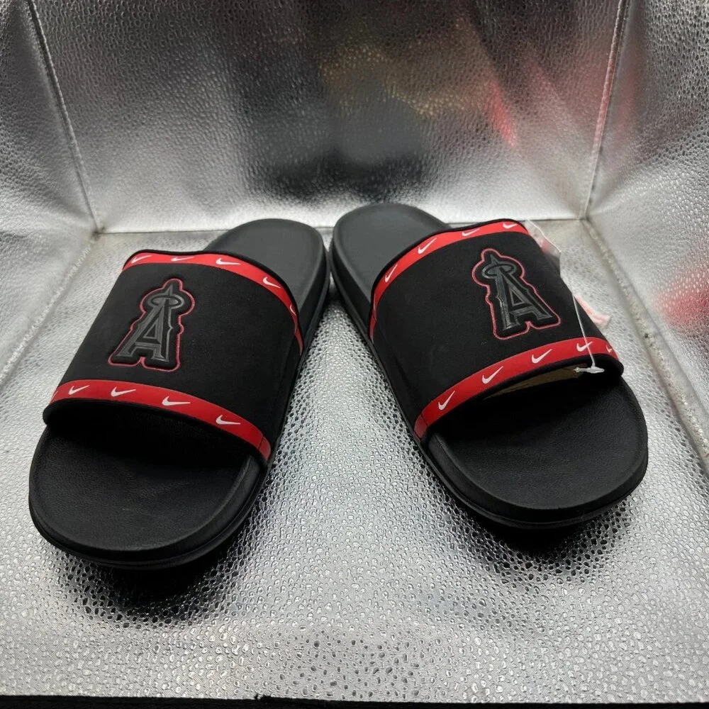 Size 10 Nike Offcourt MLB Angels Mens Black Anthracite Slides‎ DH6979-001